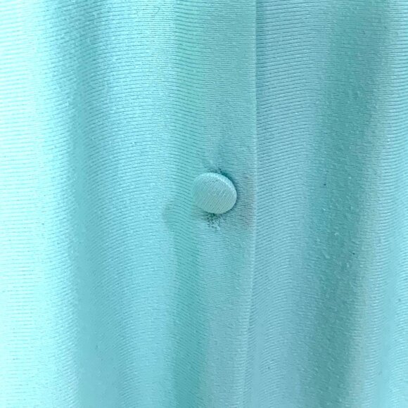 Vintage Vanity Fair Mint Green Lingerie Pegnior Top Button Up L Lace Embroidered - Picture 6 of 7